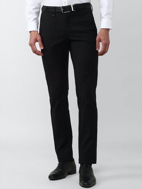 van heusen black cotton slim fit trousers