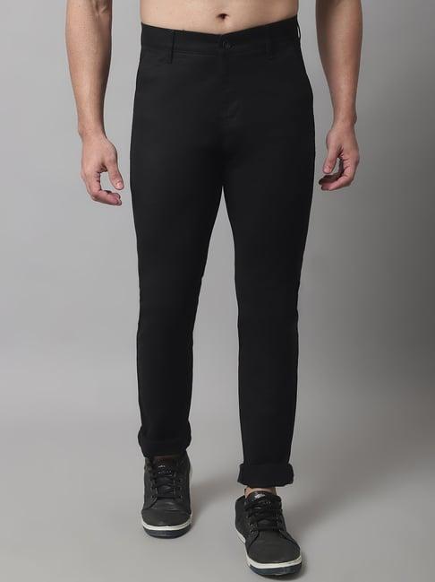 cantabil black regular fit flat front trousers