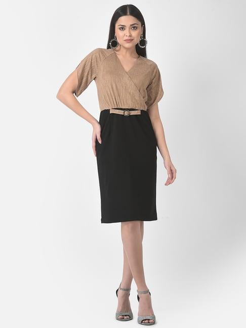 eavan black & brown wrap dress