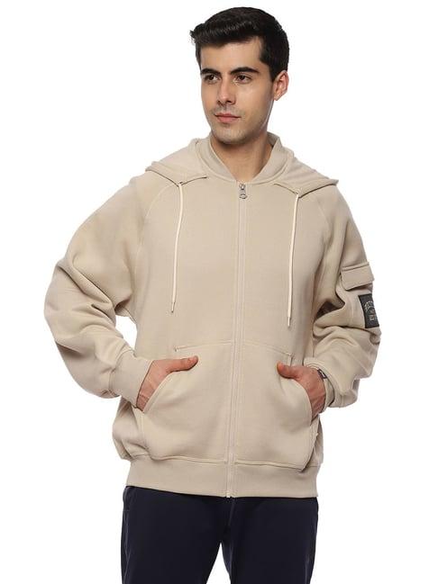 asics cream regular fit hoodies