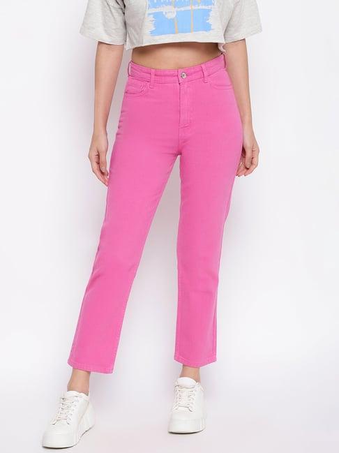 belliskey pink regular fit high rise jeans