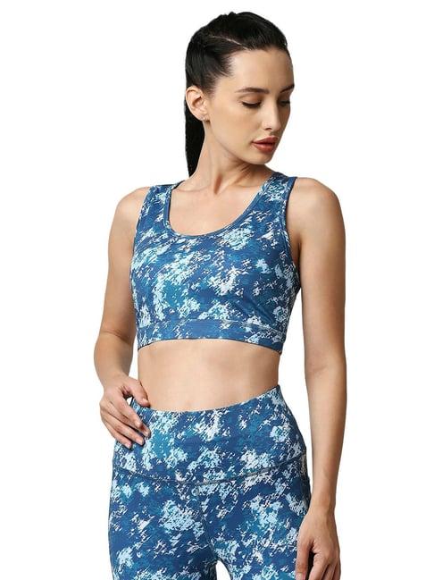 soie blue printed sports bra