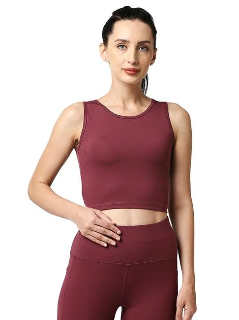 soie wine activewear crop top