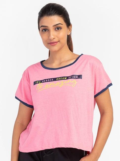 globus pink graphic printed sports t-shirt