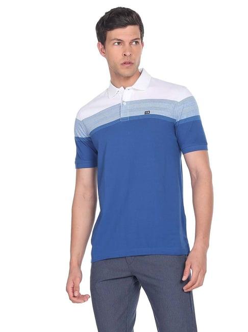 arrow sport blue regular fit cotton polo t-shirt