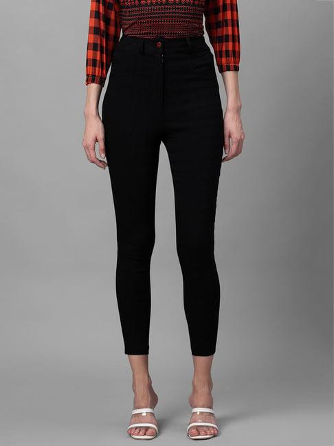 globus black skinny fit high rise trousers