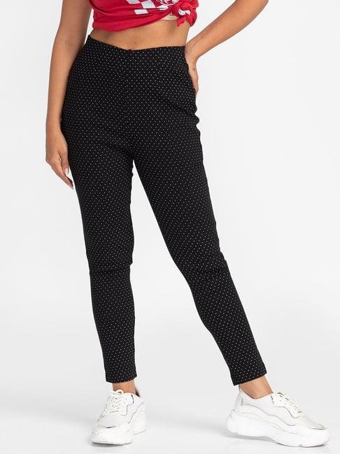 globus black printed high rise trousers