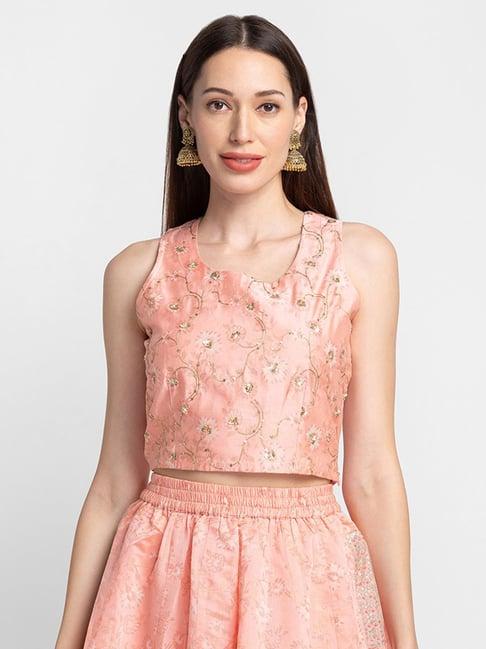 globus peach embellished crop top