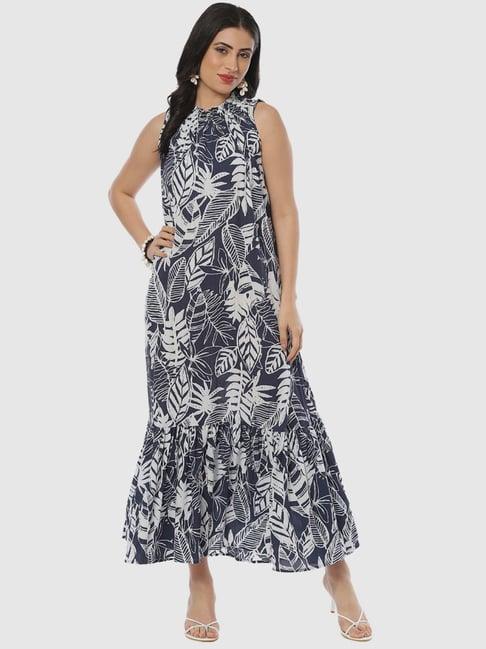 biba navy printed maxi dress