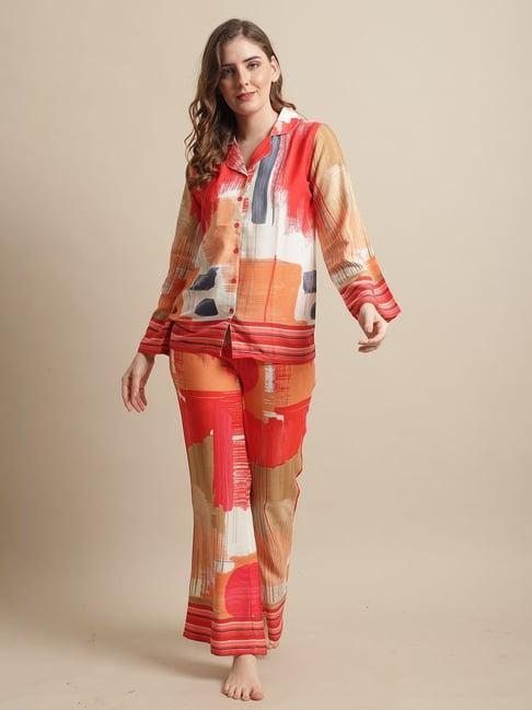 claura multicolor printed shirt with pyjamas