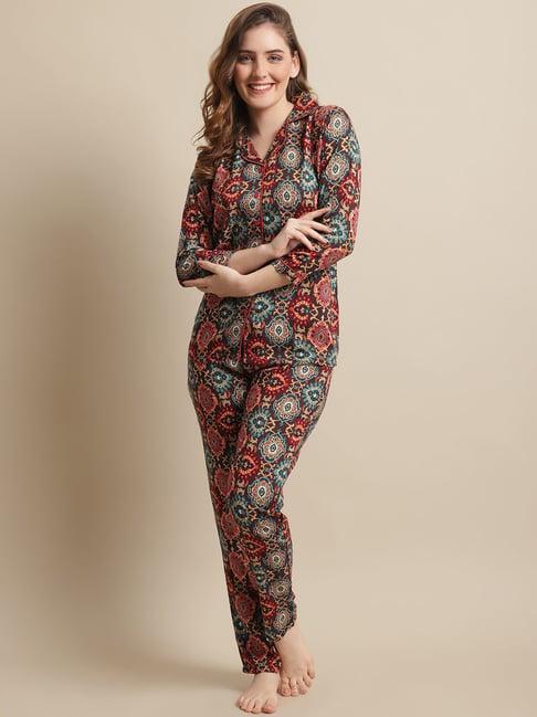 claura multicolor printed shirt with pyjamas