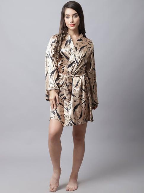 claura gold printed robe