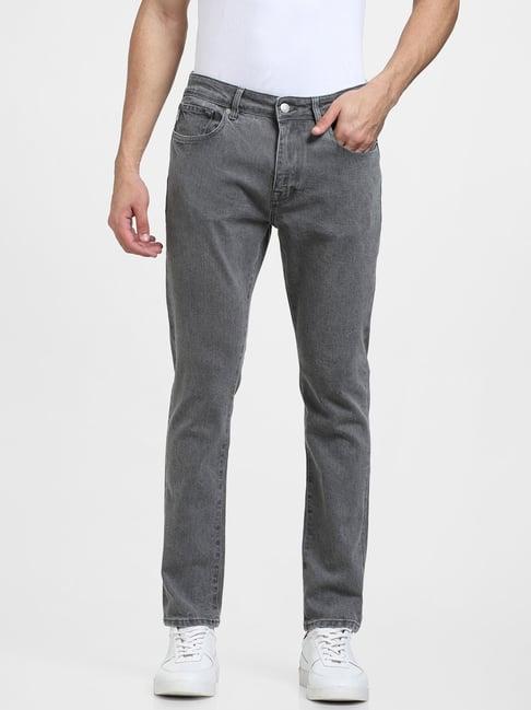 selected homme dark grey slim fit lightly washed jeans