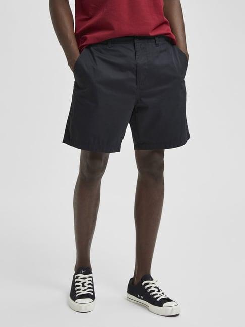 selected homme black regular fit shorts