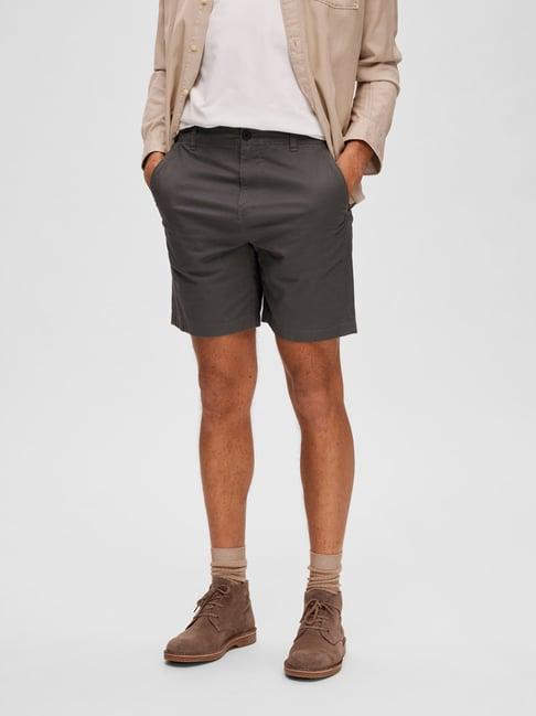 selected homme dark grey regular fit shorts