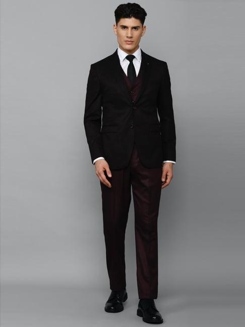 louis philippe gods & kings black slim fit self pattern four piece suit