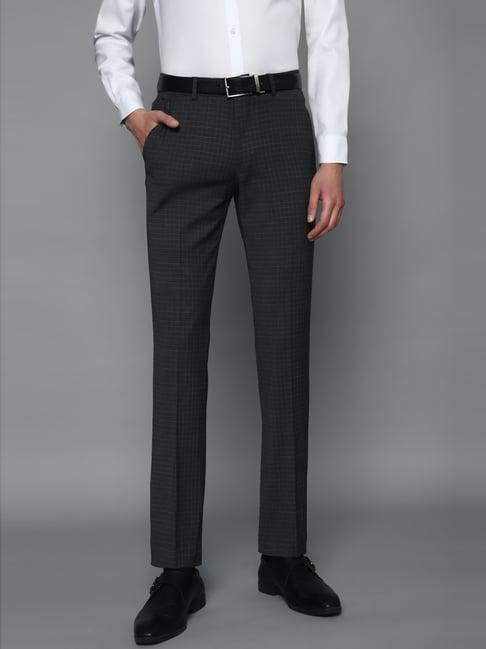 louis philippe black slim fit checks trousers