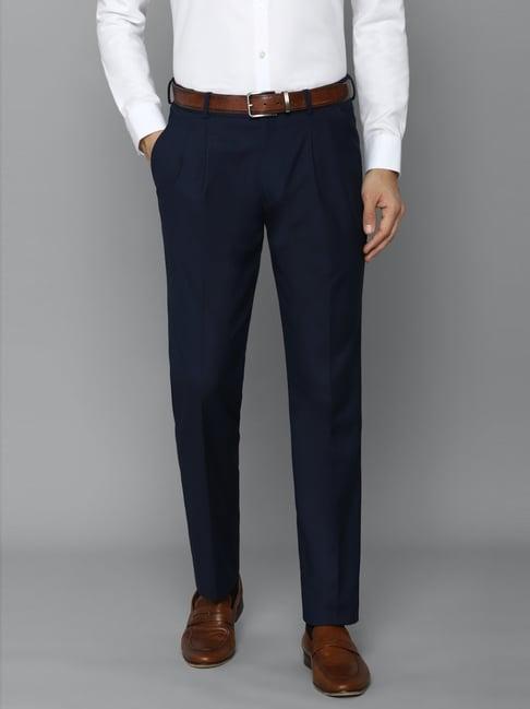 louis philippe navy regular fit texture trousers