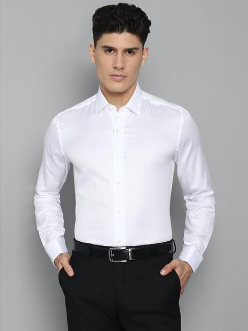 luxure by louis philippe white cotton slim fit texture shirt