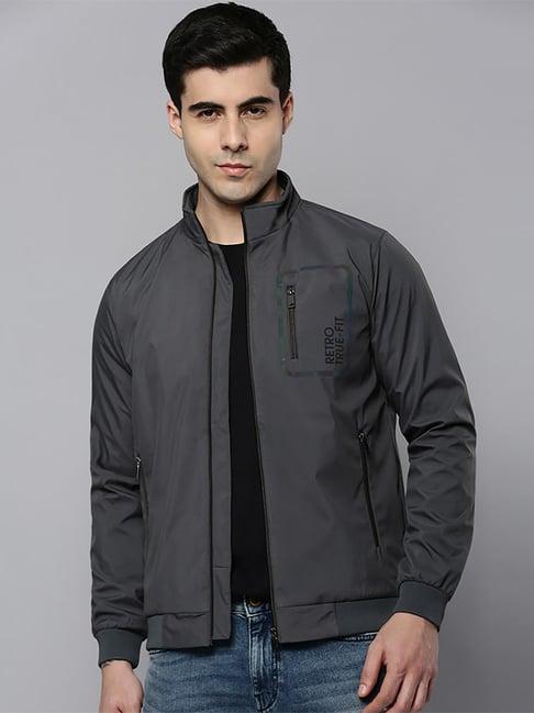 showoff grey comfort fit printed jacket