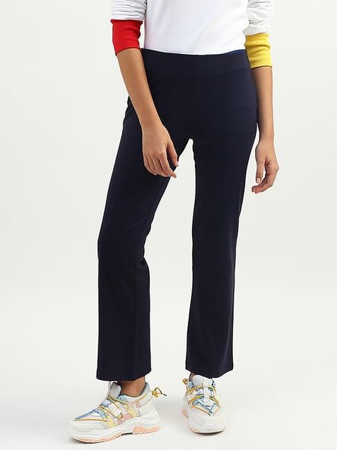 united colors of benetton navy mid rise trousers