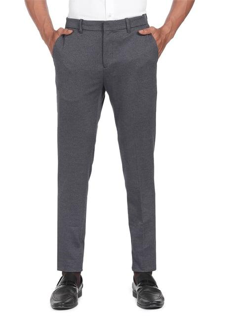 arrow newyork dark grey slim fit trousers