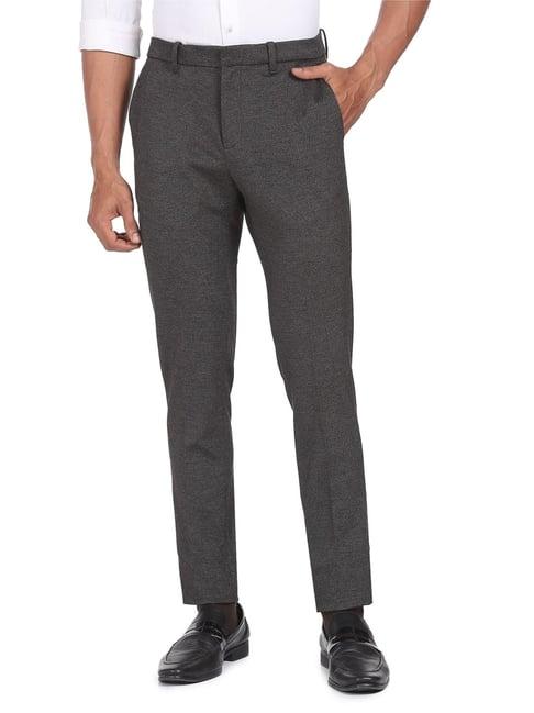 arrow newyork charcoal slim fit trousers