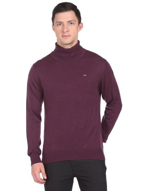 arrow sport burgundy regular fit sweater