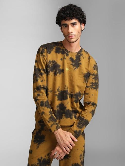 kazo mustard regular fit printed sweatshirt