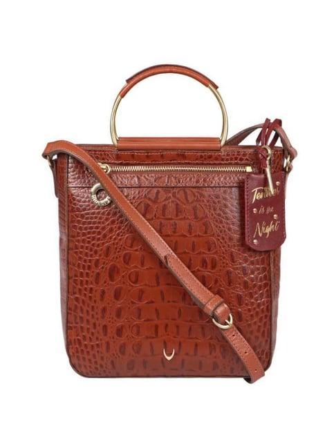 hidesign tan textured medium handbag