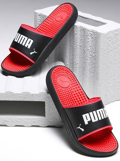 puma men's softride slide massage jet black slides