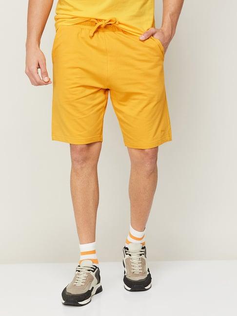 fame forever by lifestyle mustard regular fit sports shorts