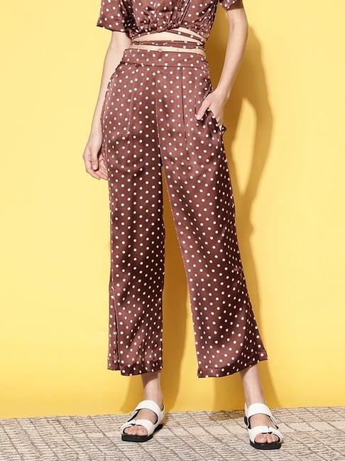 anvi be yourself brown polka dot palazzos