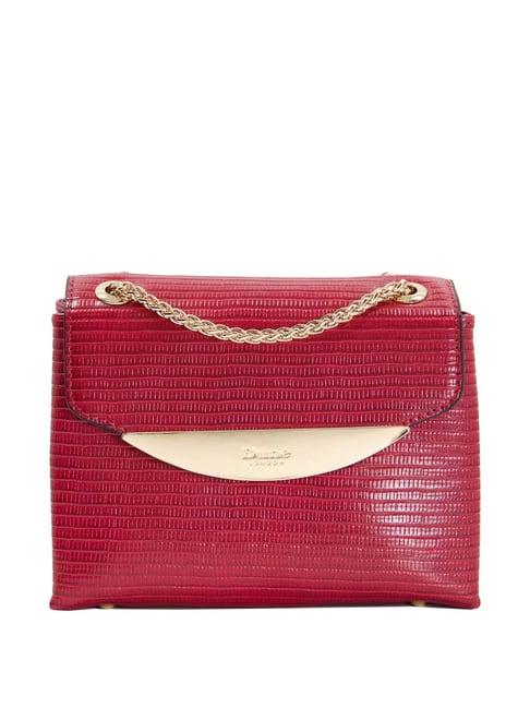 dune london red textured small sling handbag