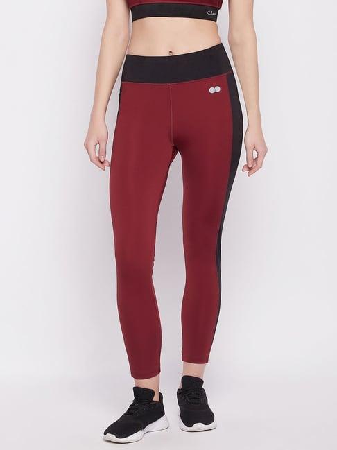 clovia maroon regular fit tights