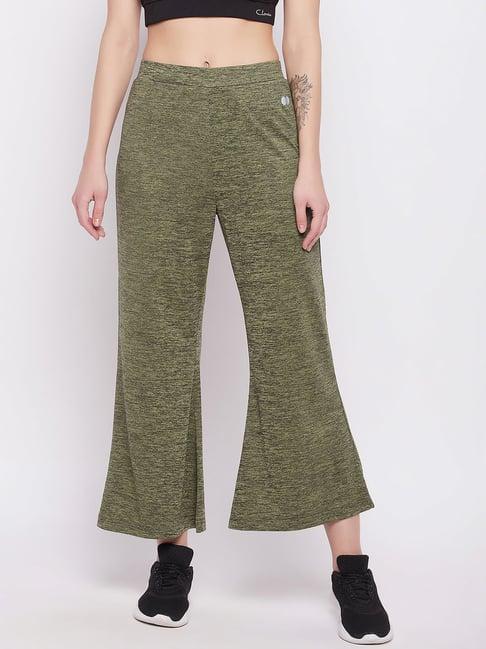 clovia olive textured regular fit trackpants