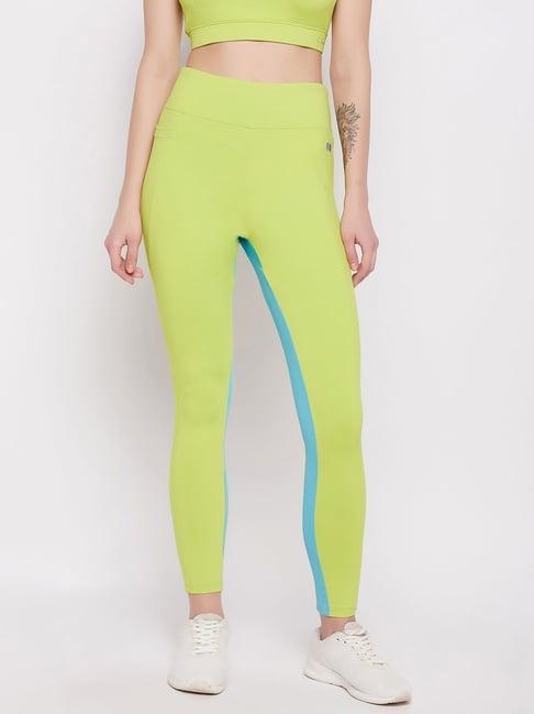 clovia lime green regular fit tights