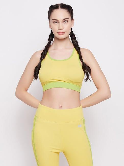 clovia yellow full coverage sports bra