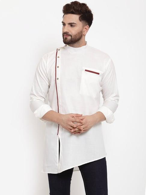 benstoke white regular fit short kurta