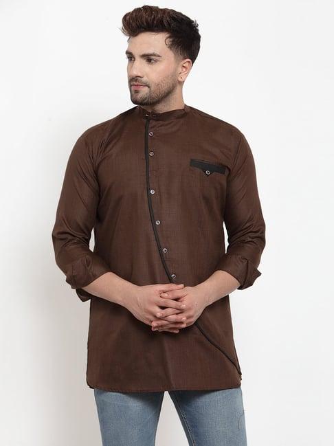 benstoke brown regular fit straight short kurta