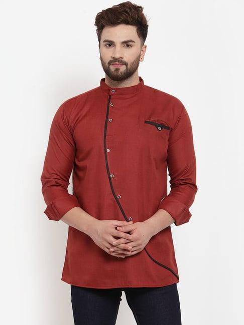 benstoke maroon regular fit straight short kurta