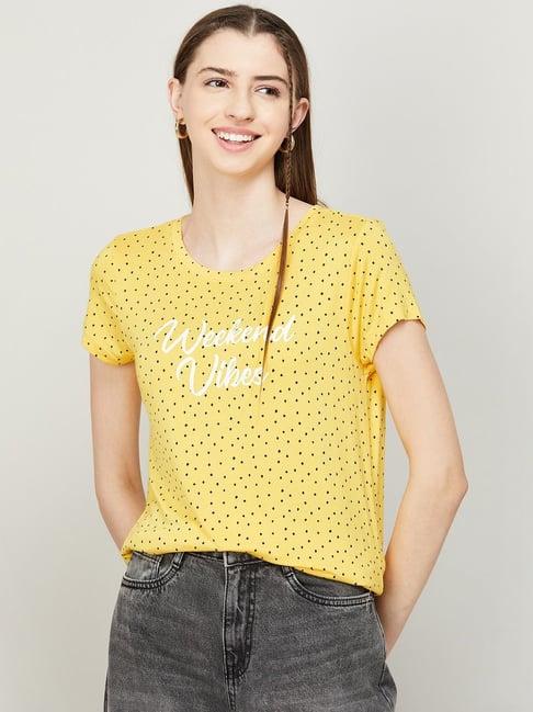 fame forever by lifestyle yellow printed t-shirt