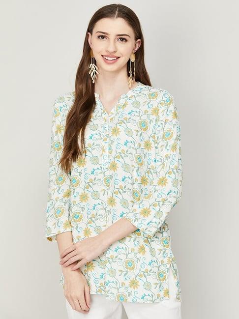 melange by lifestyle off-white printed tunic