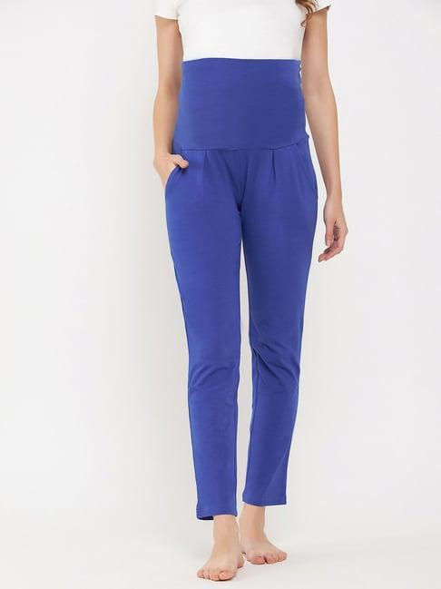 clovia blue maternity cotton lounge pants