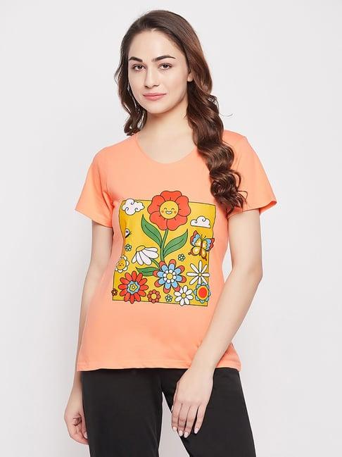 clovia peach printed t-shirt