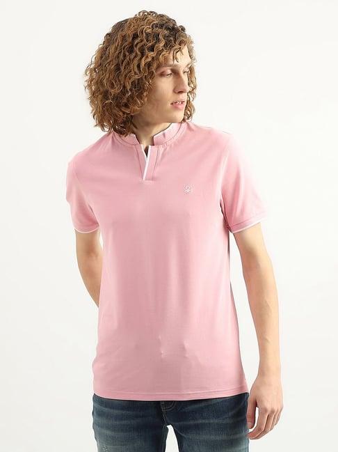 united colors of benetton pink cotton regular fit t-shirt