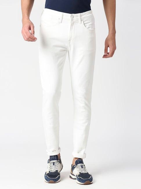 pepe jeans white cotton skinny fit jeans