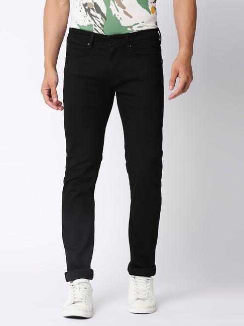 pepe jeans black rinse cotton slim fit jeans