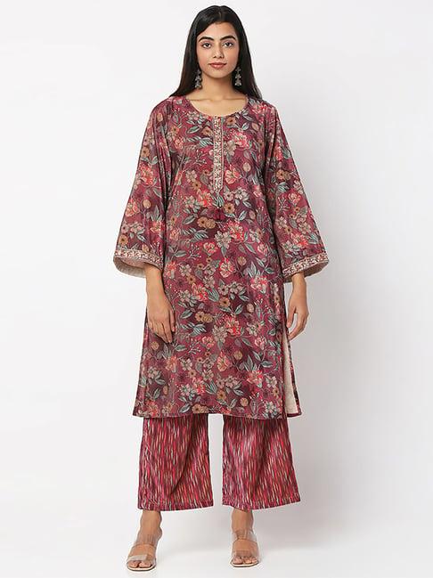 ethnicity pink printed kurta palazzo set