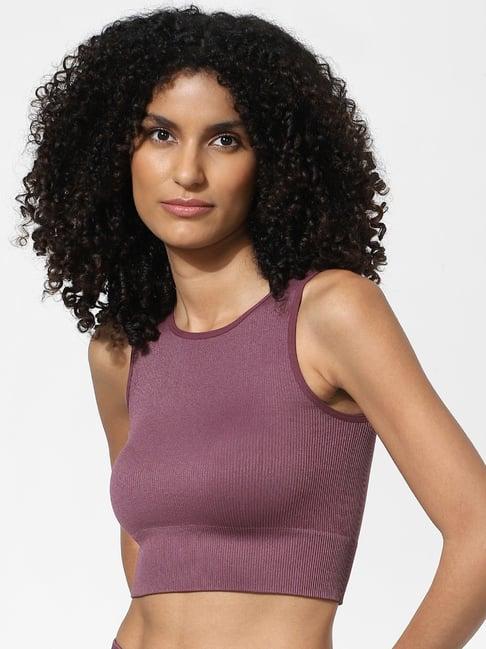 only mauve regular fit crop top